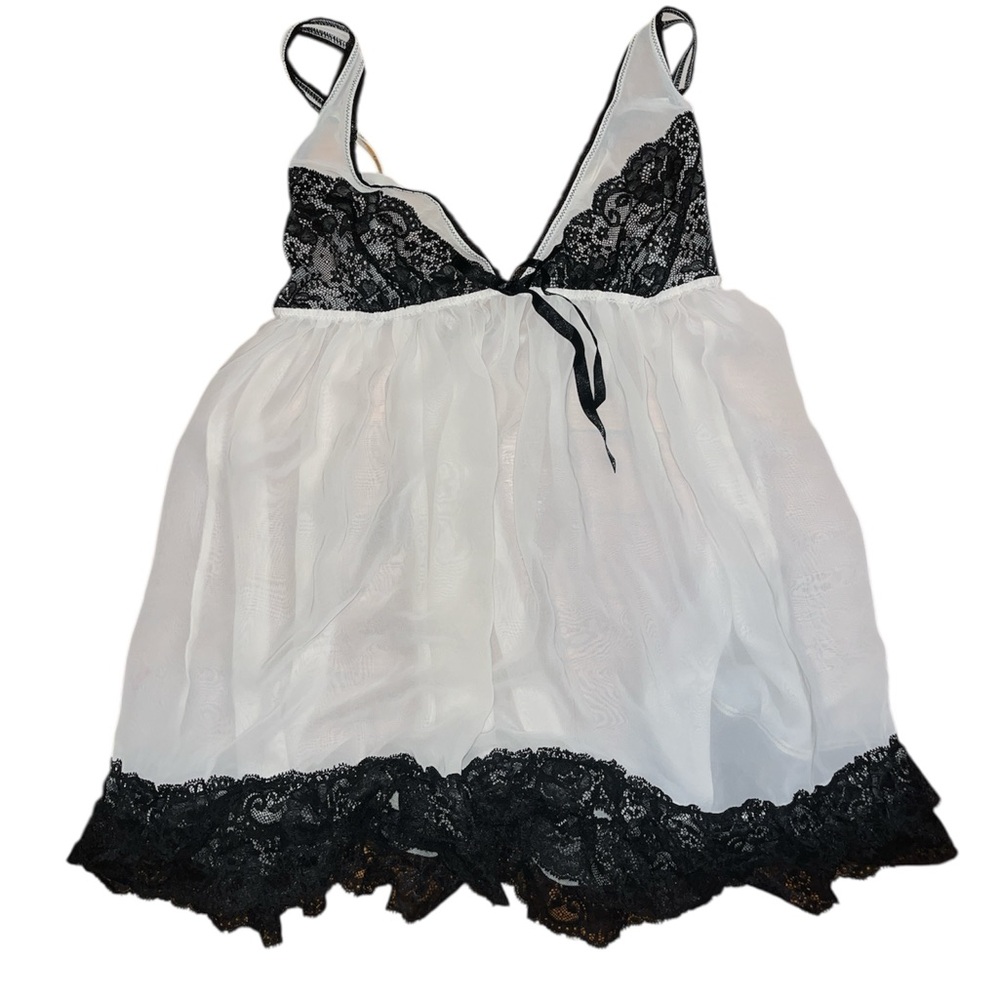 Victoria Secret Lace Trim Sheer Chiffon Babydoll